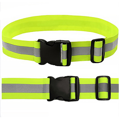 Reflexný elastický opasok s plastovou prackou 110 cm - jeden reflexný pruh - pre bežcov a chodcov